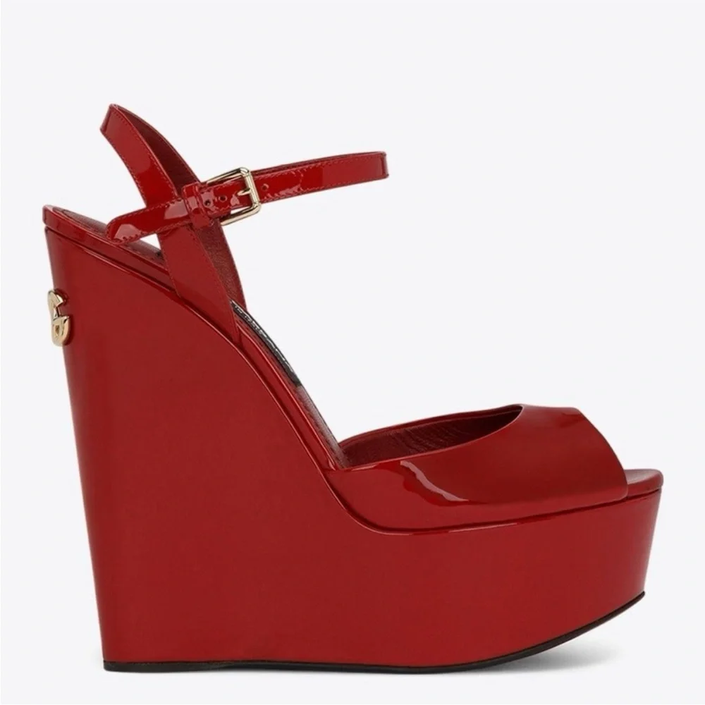Like new DOLCE & GABBANA Ankle-strap Platform Wedge Sandals In Red $1,020